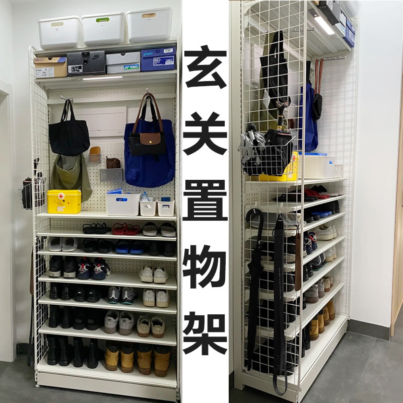 洞洞板玄关架免打孔入户置物架