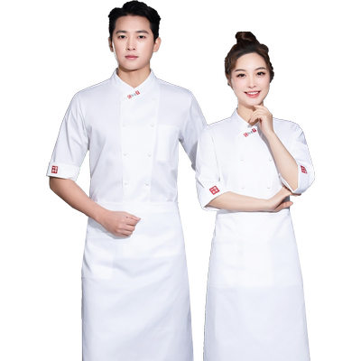 夏季厨师服短袖餐饮厨房透气衣服