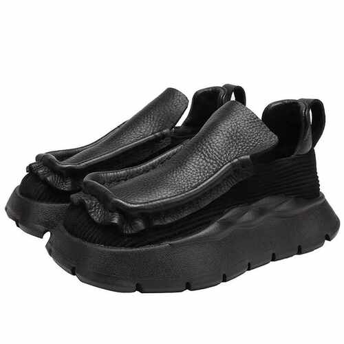 头层牛皮车缝线休闲鞋四季