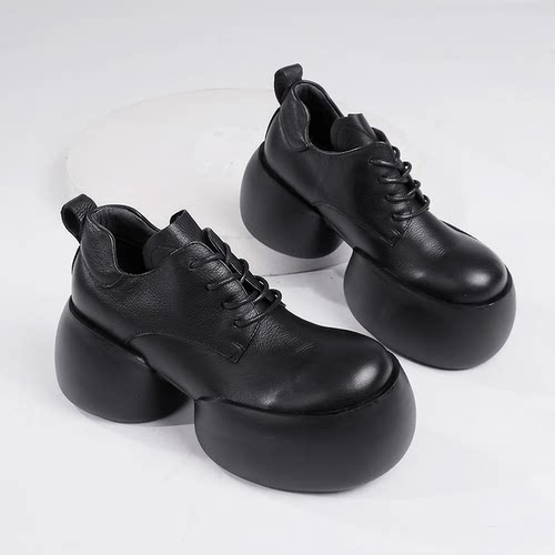 休闲粗跟马丁靴防水台圆头