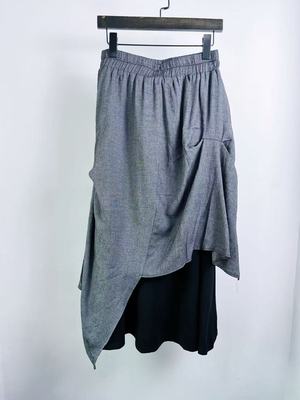 2025新品不规则A字半身裙女褶皱设计感高腰中长裙子