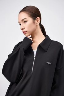 odbo女装春秋季新款宽松半拉链翻领长袖卫衣休闲百搭上衣