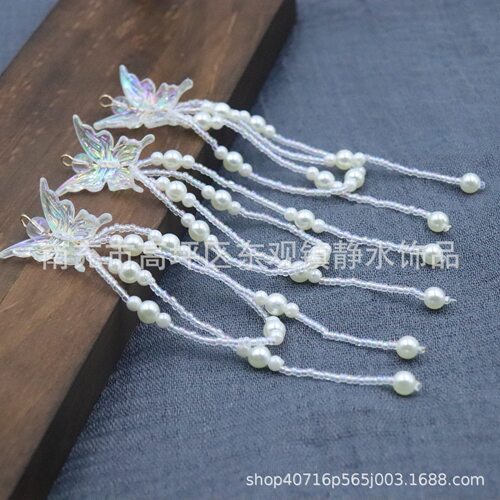 K59蝴蝶流苏穗子挂件饰品diy团扇古风耳环服装配饰辅料