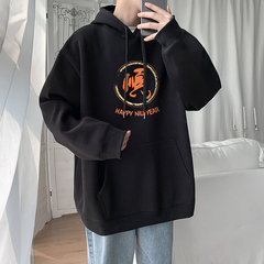Ins Hong Kong Style Hooded Sweater 50% cotton Korean version lazy trend benmingnian rich coat man