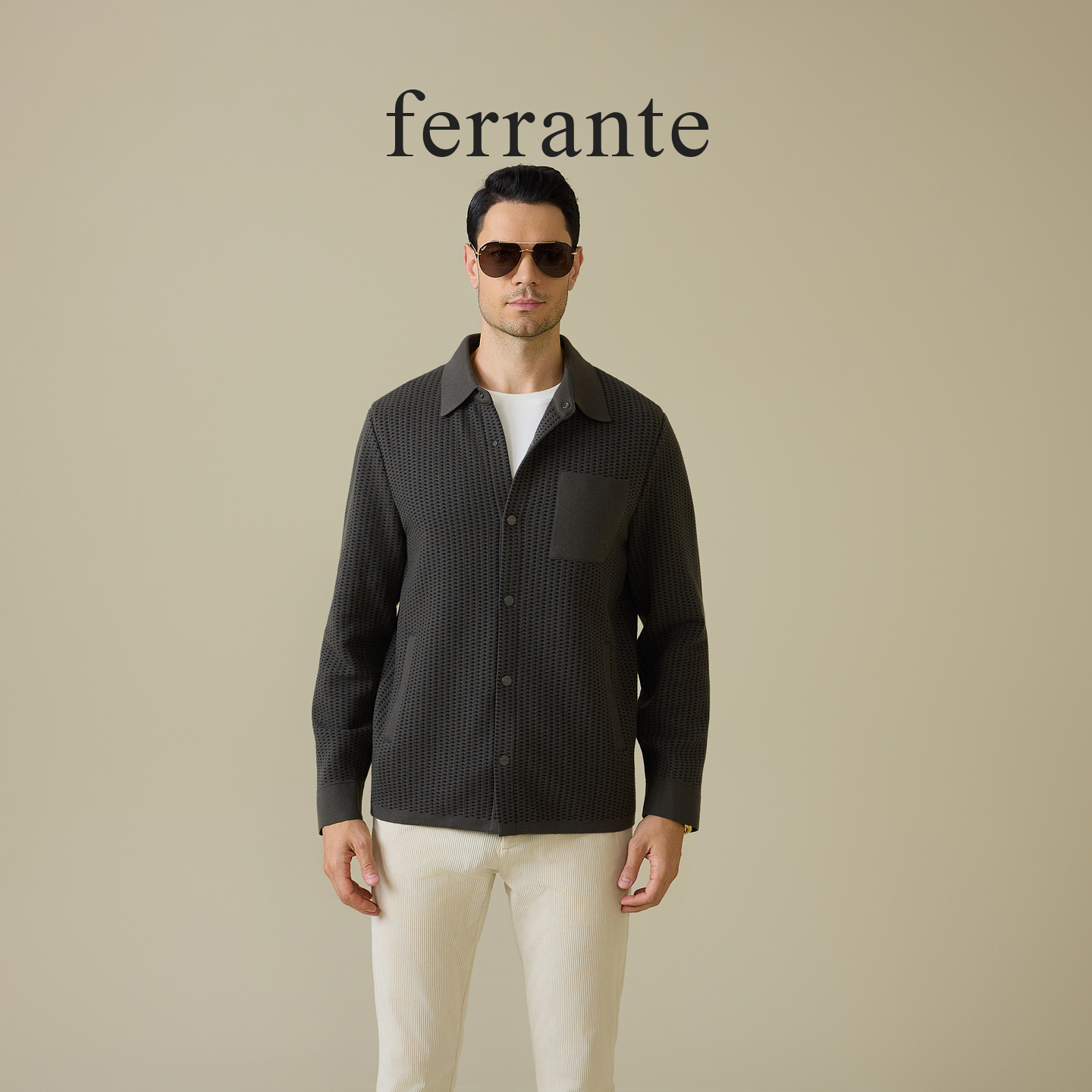 ferrante费兰特【专柜同款】男士意式时尚针织开衫纽扣款外套3241