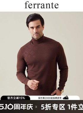 ferrante费兰特意式休闲男胶印字母衣身提花LOGO高领毛衣5051-21