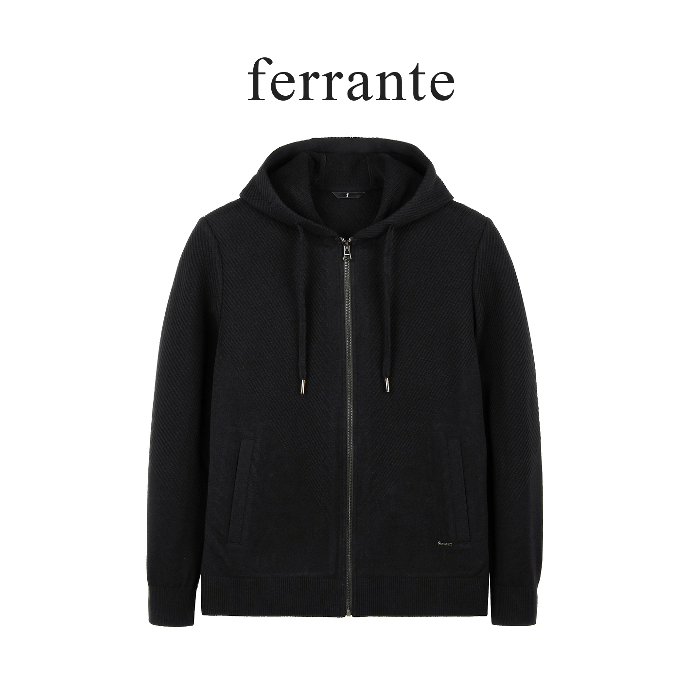 ferrante费兰特【专柜同款】含绵羊毛老钱风连帽开衫针织夹克3243
