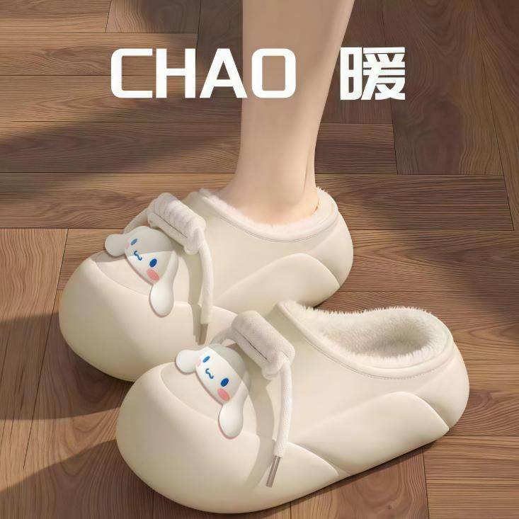 2025年新款爆款休闲舒适青少年保暖加绒可爱卡通防水防臭棉拖鞋女