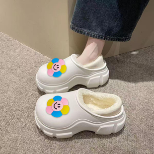 网红可爱卡通厚底增高棉鞋 女士时尚 外穿保暖加绒防水雪地靴冬季