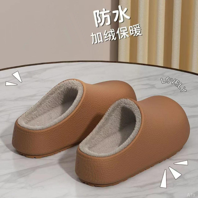 2025新款厚底情侣百搭居家棉拖鞋女冬季保暖防滑防水防风加绒棉拖