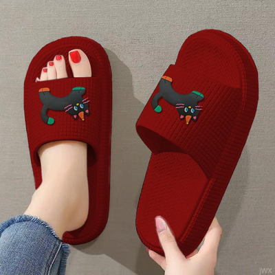 PVC爆款红色卡通猫拖鞋女夏季室内外居家穿浴室防滑防臭情侣凉鞋