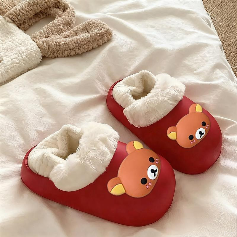 冬季棉拖鞋女冬天保暖可拆卸卡通可爱舒适居家外穿厚底情侣防滑
