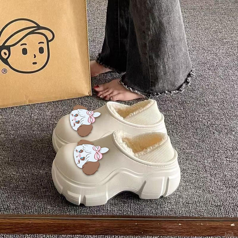 冬季时尚可拆卸舒适可爱保暖可外穿新款棉拖鞋女室内家居防滑防水