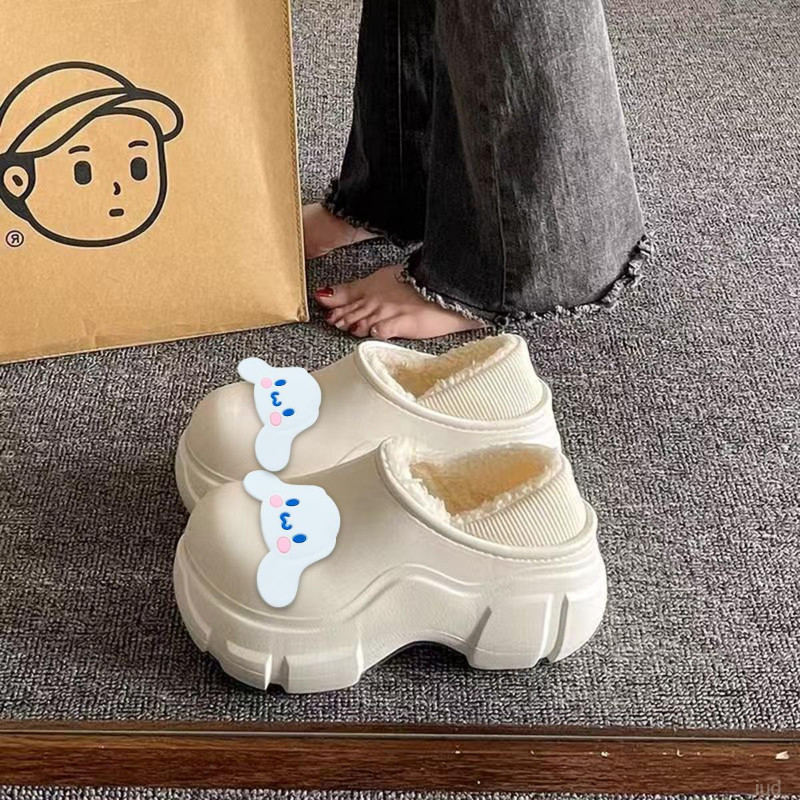 拖鞋女款秋冬时尚超可爱甜美棉拖鞋女家用居家防滑厚底毛绒棉拖鞋