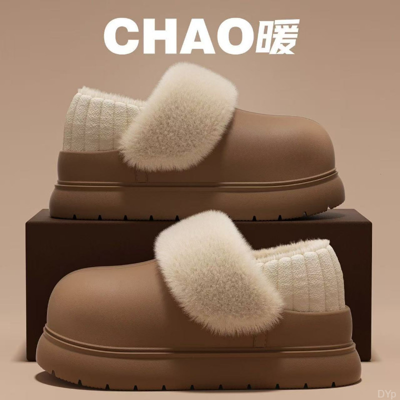 可拆卸棉拖鞋女冬季新款家居家用室内防滑厚底可外穿包跟毛毛棉鞋
