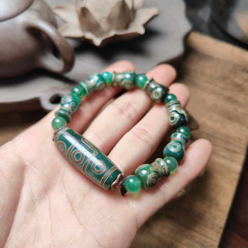 绿色手链西藏老玛瑙藏式复古