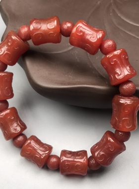 西藏真品天然老玛瑙竹子竹节天珠