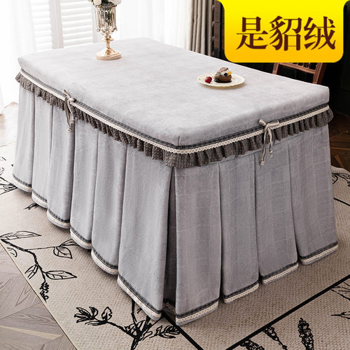 中古风貂绒加厚电暖桌烤火罩