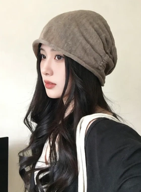 时髦透气包头帽镂空亚麻堆堆帽女百搭超减龄气质复古宽松渔夫帽子