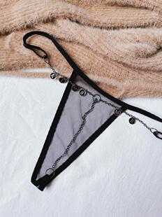 T mi 臀迷 kiss me吊坠流苏链条性感内裤一根线丁字裤诱惑T裤头