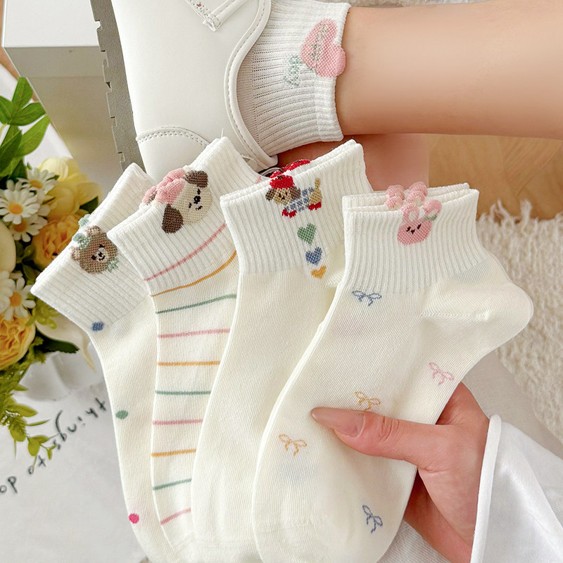 2026春夏季新款立体卡通袜子女短袜薄款透气棉袜无骨运动可爱小狗