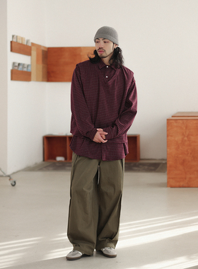 NOEARS红色格子复古v领套头内搭马甲无袖叠穿薄垂感免烫磨毛上衣