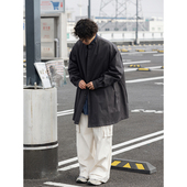 外套薄款 NOEARS日系复古深灰色中长款 单排扣风衣男宽松立领工装