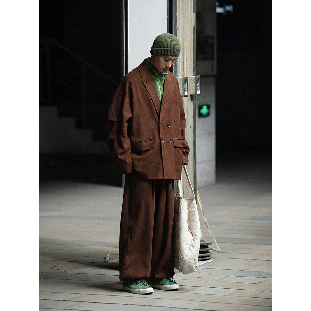 宽松双排扣抗皱西服休闲