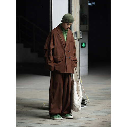 宽松双排扣抗皱西服休闲