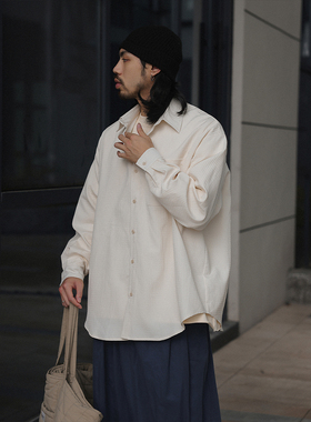 NOEARS秋冬宽松白色肌理泡泡纱宽松衬衫日系复古方领长袖纹理衬衣