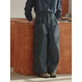 NOEARS秋季 日系复古直筒设计感休闲裤 藏蓝色宽松大口袋工装 长裤