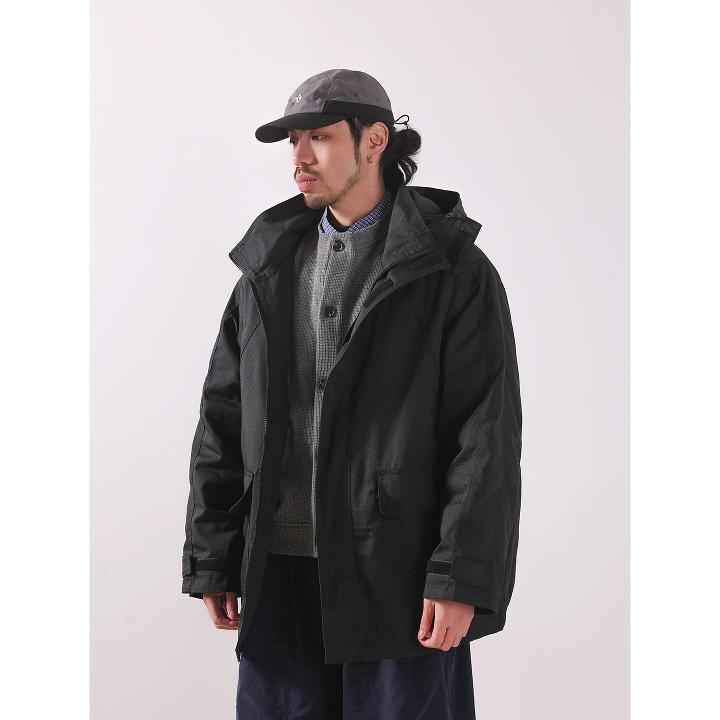 NOEARS春季复古风黑色宽松夹棉工装冲锋衣中长款连帽通勤防风外套,男装,夹克,淘宝优惠券,粉丝福利购,淘宝优惠卷