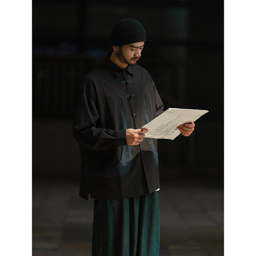 新中式盘扣撞色衬衫抗皱