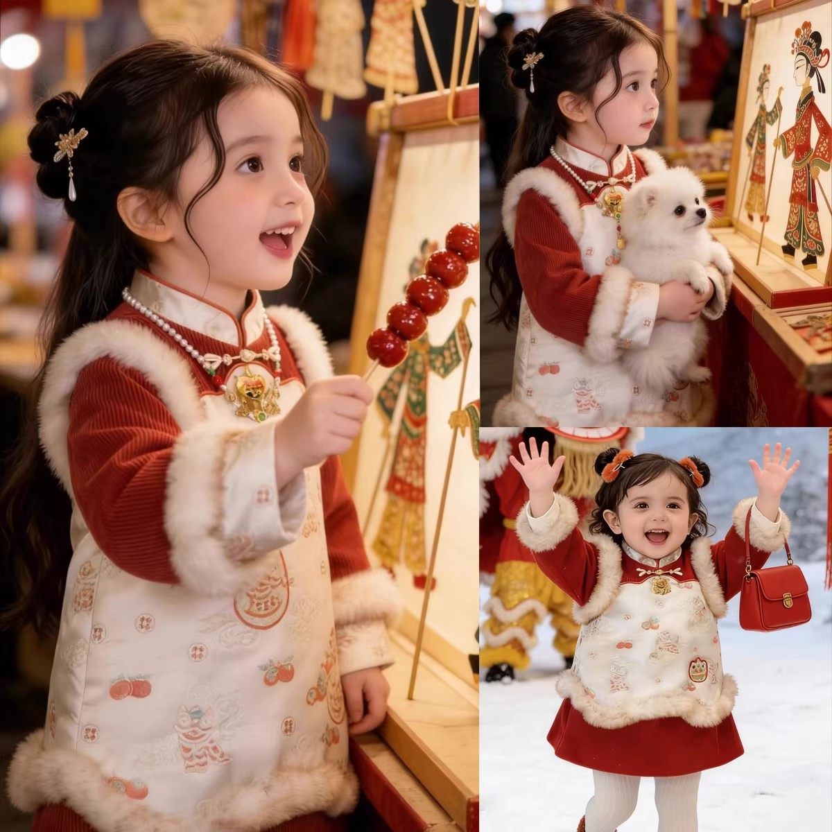 高端女童新年国风改良旗袍裙秋冬女宝宝生日派对小礼服加厚拜年服,童装/婴儿装/亲子装,连衣裙,淘宝优惠券,粉丝福利购,淘宝优惠卷