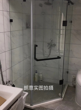 定制黑色淋浴房一字型开门淋浴房钢化玻璃淋浴房隔断移门