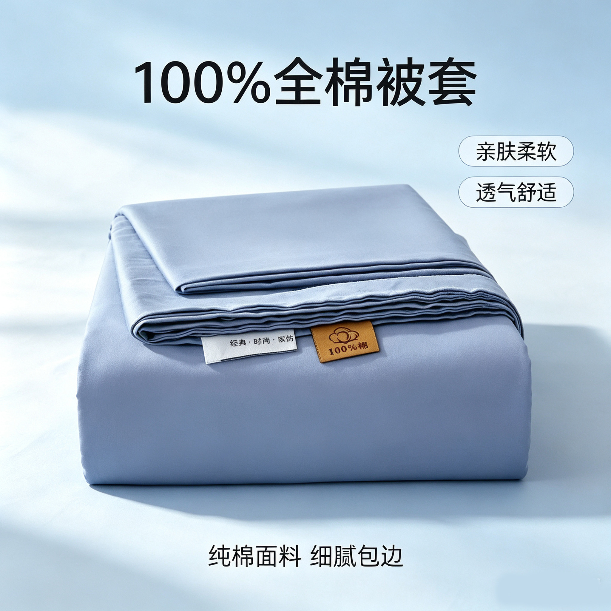 轻奢100%纯棉斜纹活性印染被套