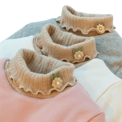 女童内胆保暖打底衫加绒夹棉高领