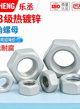 8.8级热镀锌外六角螺母热浸锌扩孔六角螺丝帽大全M8M10M12M20-M42