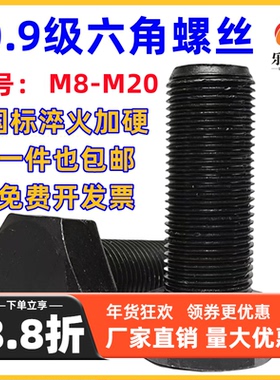 10.9级细牙外六角螺丝幼牙细扣螺栓细丝螺杆M10M12M14M16M18M*1牙