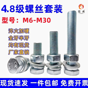 国标4.8级镀锌外六角螺栓螺丝螺母套装 大全6M8M10M12M14M16M18M20