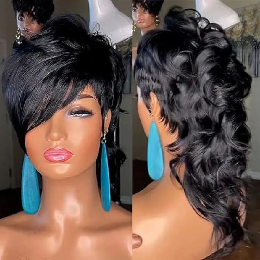 Synthetic hair wig mullet wig full mechanism wig