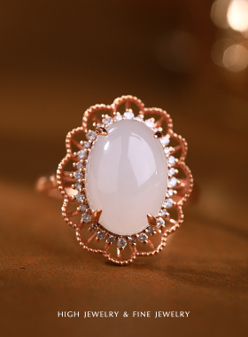 珠宫椭圆戒指和田玉18K金