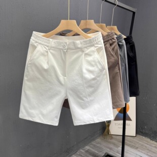 休闲夏天高级五分裤 加大300斤宽松薄款 子白色短裤 直筒5分裤 夏季