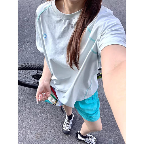 男女夏新款美式正肩字母印花运动