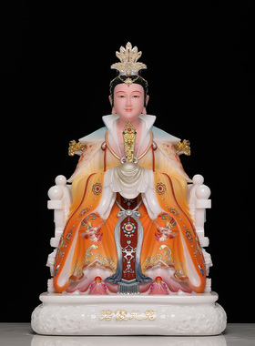 觉缘阁汉白玉彩绘碧霞元君神像