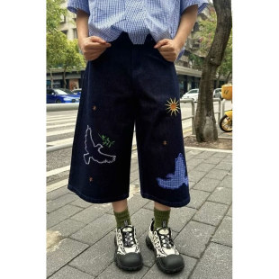 宽松显瘦高腰七分牛仔裤女夏天薄款2025年新款小个子大码哈伦裤