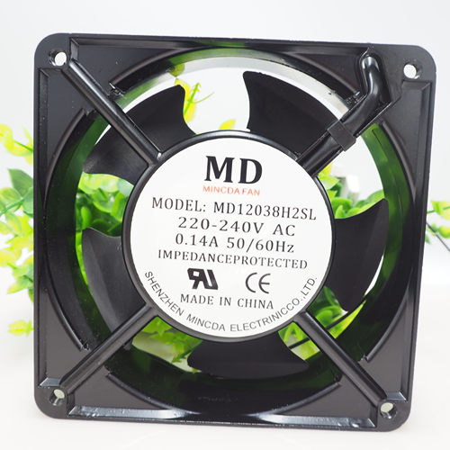 全新MD12038H2SL 120工业轴流风机 12cm机箱 配电柜散热风扇220V