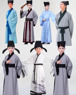 儿童古装李白杜甫苏轼诗人文人书生唐朝古代汉服古诗词朗诵表演服
