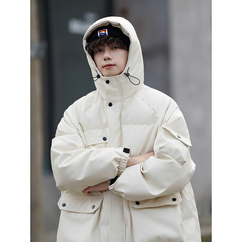 23冬季港风户外日系工装PU皮棉衣连帽宽松加厚外套棉服1125-P138，男装棉衣，星座227-6