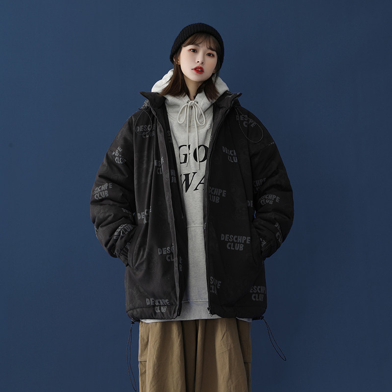 版权已注册20港风中性风连帽外套潮学生宽松面包服女M896-P138图片